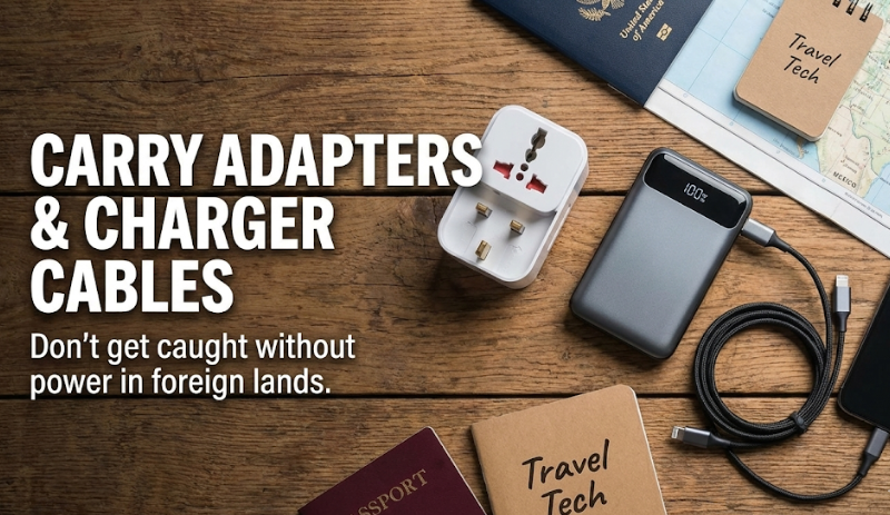 Carry adapters and a charger cable